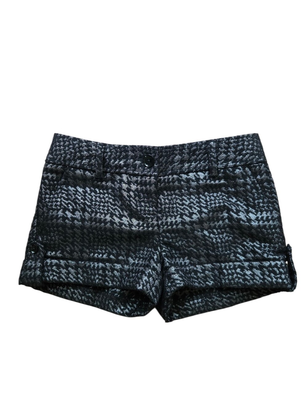 Express Black Gray Metallic Jacquard Cuffed Dress Shorts Size 00 NWT